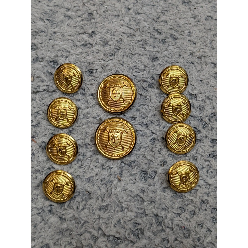 Polo Ralph Lauren Waterbury Gold Crown Crest Button Set for Blazer USA Vintage